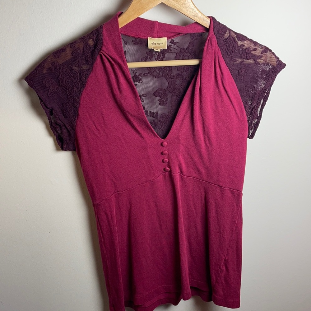 Ella Moss Women’s short sleeve shirt maroon - Medium